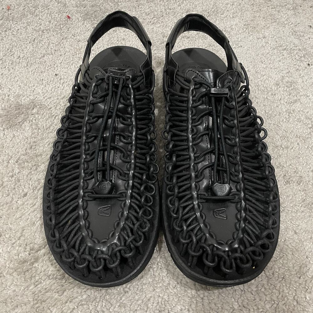 Keen Uneek Premium Black Leather Casual Sandals Men's Size 11 Outdoor 1024450